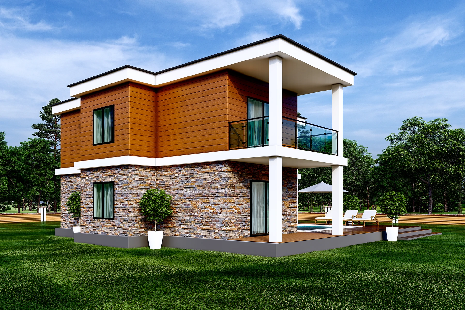 4+1 Tuğla+Ahşap Lüks Villa